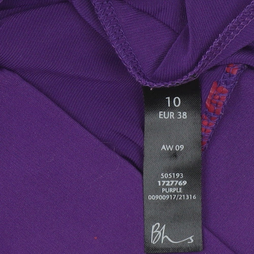BHS Womens Purple Crochet Neck Tunic Blouse Size 10