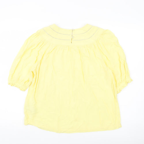 Marks and Spencer Womens Yellow Blouse Size 10 Tunic Puff Sleeve