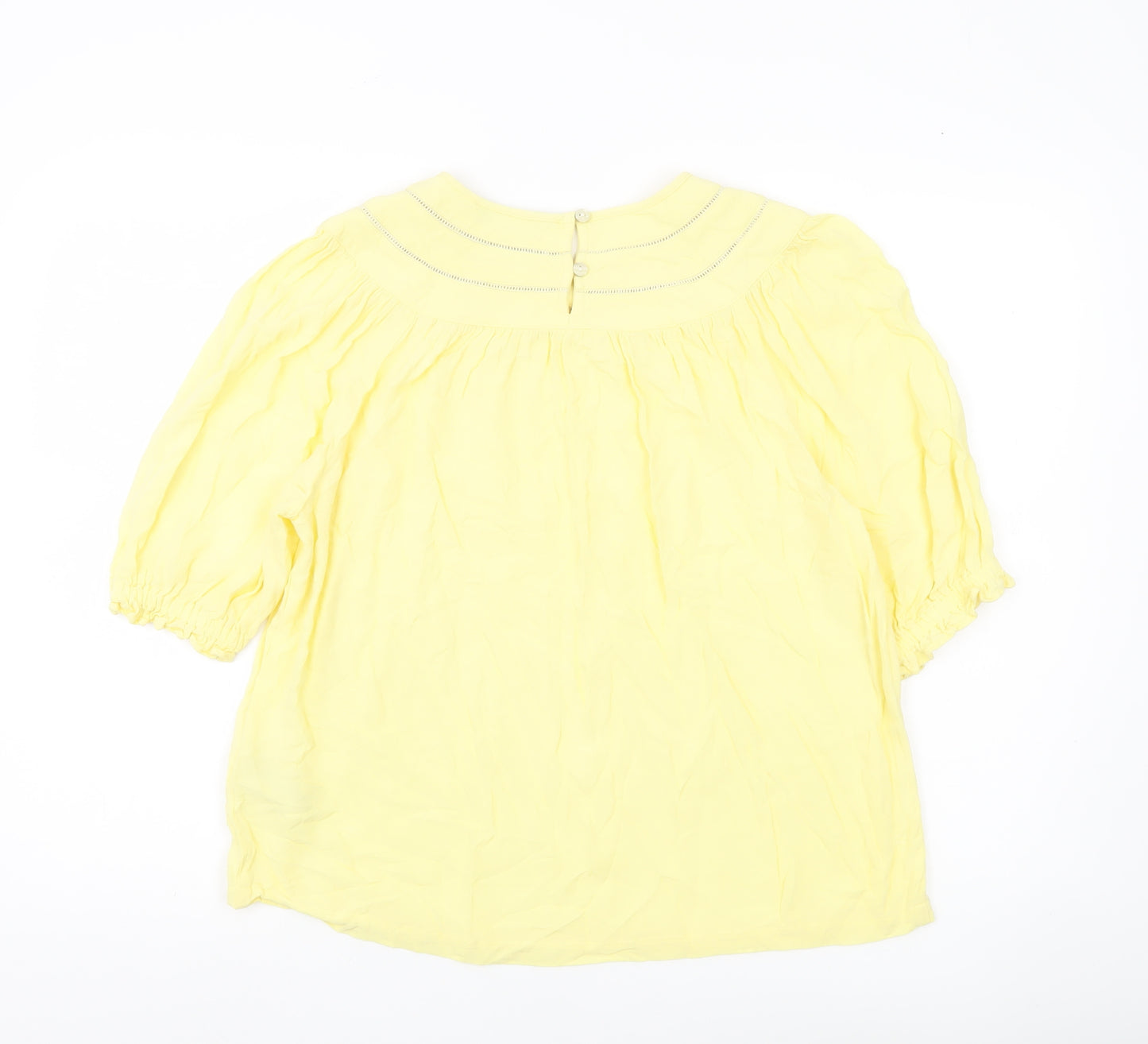 Marks and Spencer Womens Yellow Blouse Size 10 Tunic Puff Sleeve