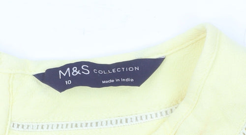 Marks and Spencer Womens Yellow Blouse Size 10 Tunic Puff Sleeve