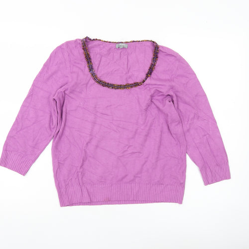 Marks and Spencer Women’s Purple Beaded Scoop Neck Pullover Jumper Size 16