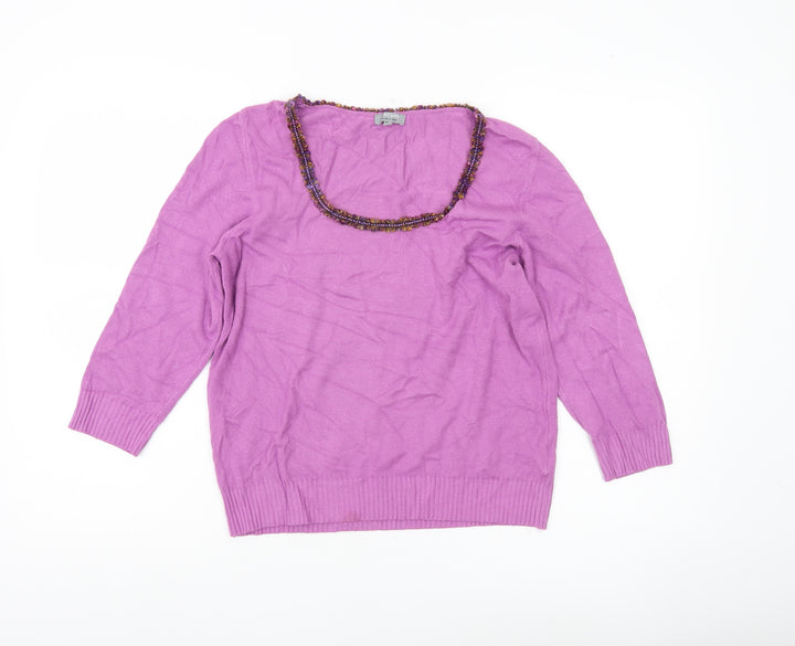 Marks and Spencer Women’s Purple Beaded Scoop Neck Pullover Jumper Size 16