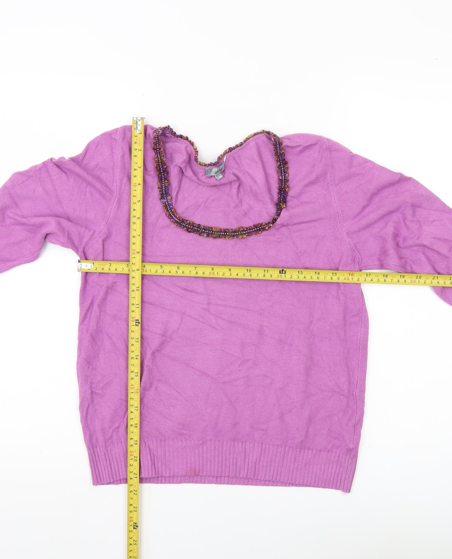 Marks and Spencer Women’s Purple Beaded Scoop Neck Pullover Jumper Size 16