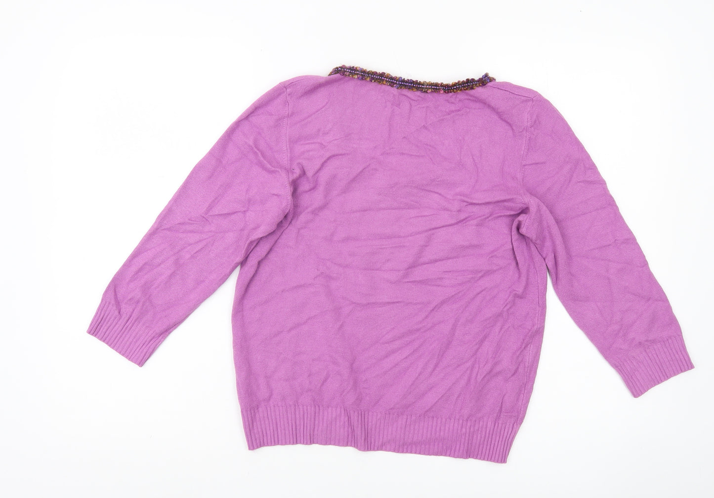 Marks and Spencer Women’s Purple Beaded Scoop Neck Pullover Jumper Size 16