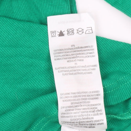 Brave Soul Women’s Green Collared Cropped Long Sleeve T-Shirt Size S