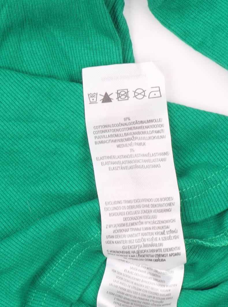 Brave Soul Women’s Green Collared Cropped Long Sleeve T-Shirt Size S