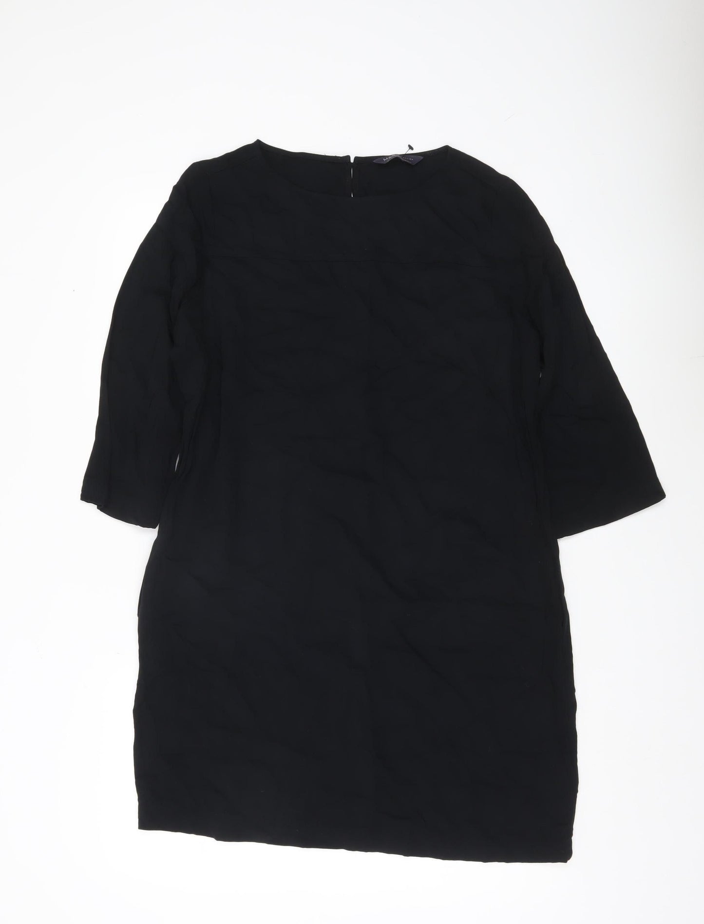 Marks and Spencer Womens Black Size 12 Shift Dress 3/4 Sleeve