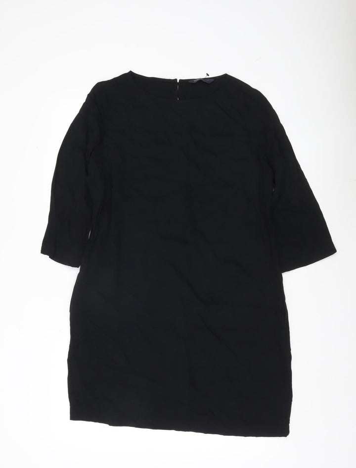 Marks and Spencer Womens Black Size 12 Shift Dress 3/4 Sleeve
