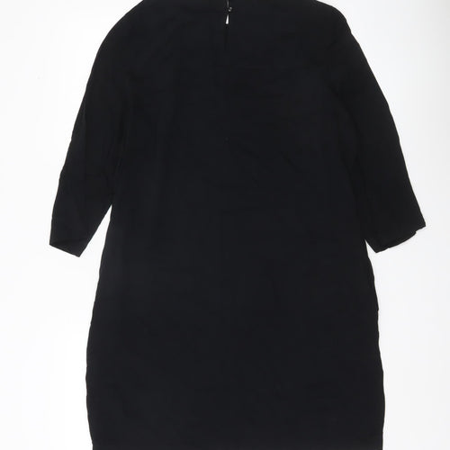 Marks and Spencer Womens Black Size 12 Shift Dress 3/4 Sleeve