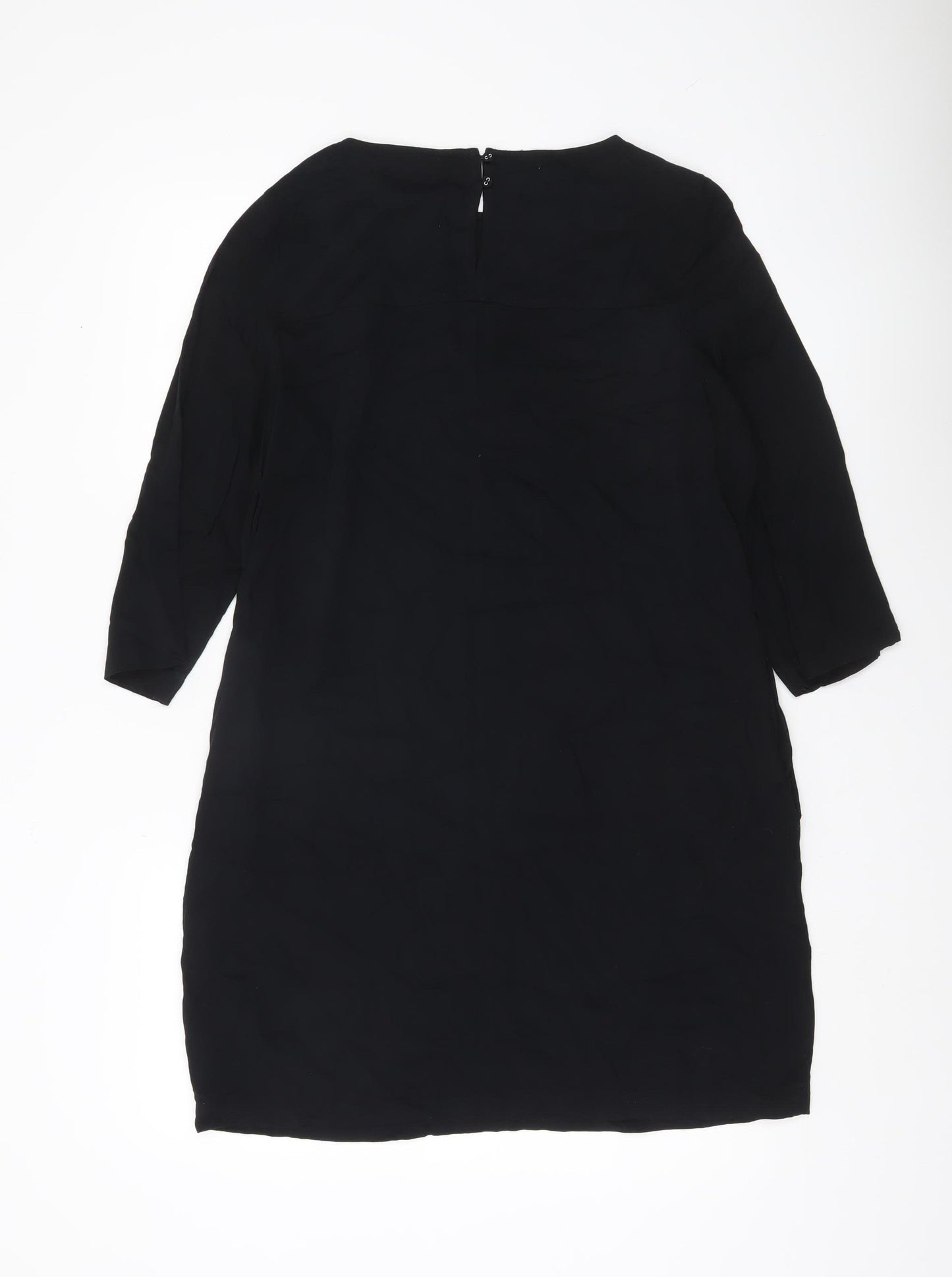 Marks and Spencer Womens Black Size 12 Shift Dress 3/4 Sleeve