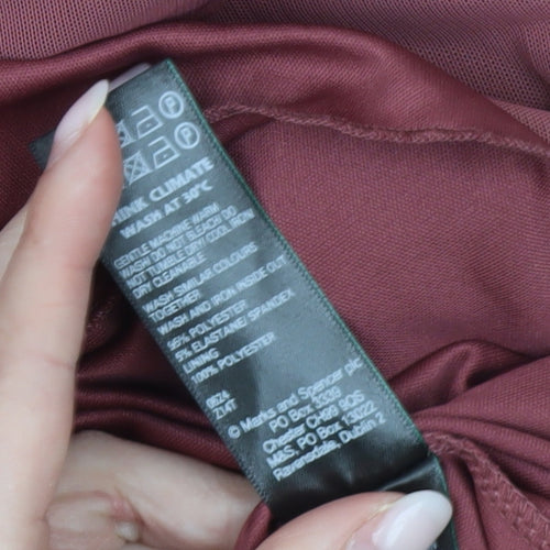 Marks and Spencer Women Pink Size 16 Shift Dress Ruffle Chiffon