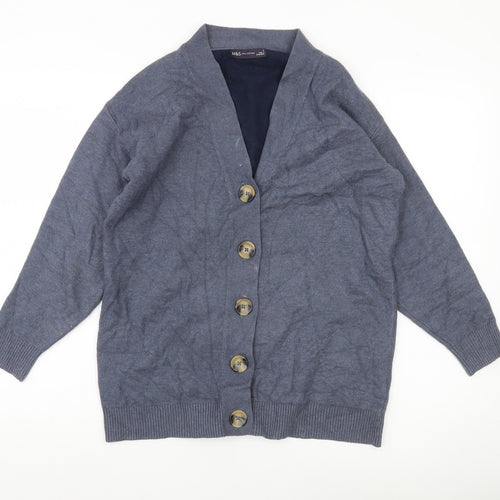 Marks and Spencer Women’s Blue Cardigan Size S V-Neck Button Knit