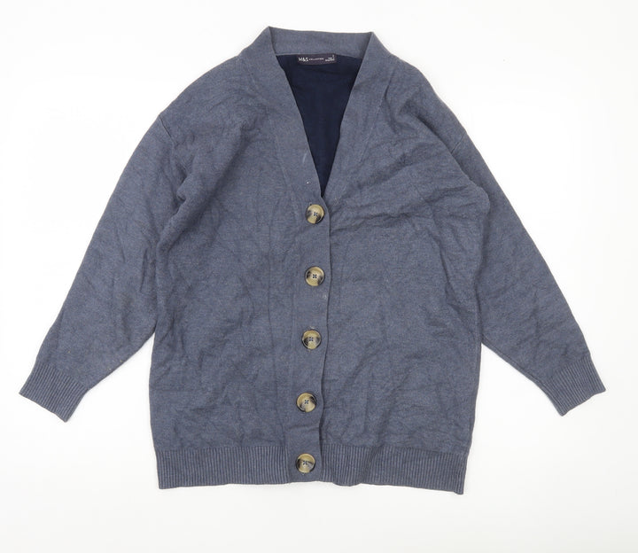 Marks and Spencer Women’s Blue Cardigan Size S V-Neck Button Knit