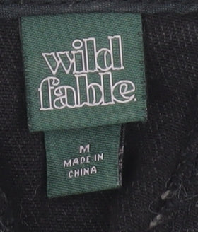 Wild Fable Womens Black Denim Cropped Tank Top Size M Slim Fit Zip