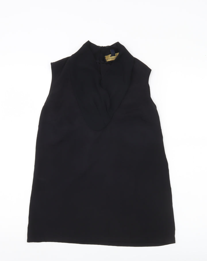 Paul Costelloe Women Black Chiffon Cowl Neck Sleeveless Blouse UK 10