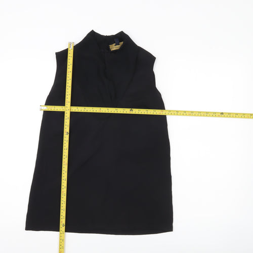 Paul Costelloe Women Black Chiffon Cowl Neck Sleeveless Blouse UK 10