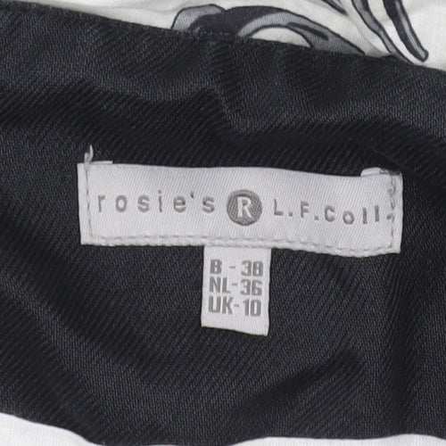 Rosie's L.F. Colli Women's Black White Floral A-Line Knee Skirt UK 10