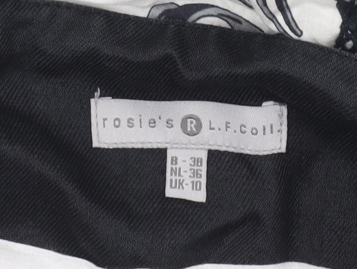 Rosie's L.F. Colli Women's Black White Floral A-Line Knee Skirt UK 10