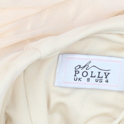 Oh Polly Women’s Beige Size 8 Bodycon Ruched Halter Mini Dress