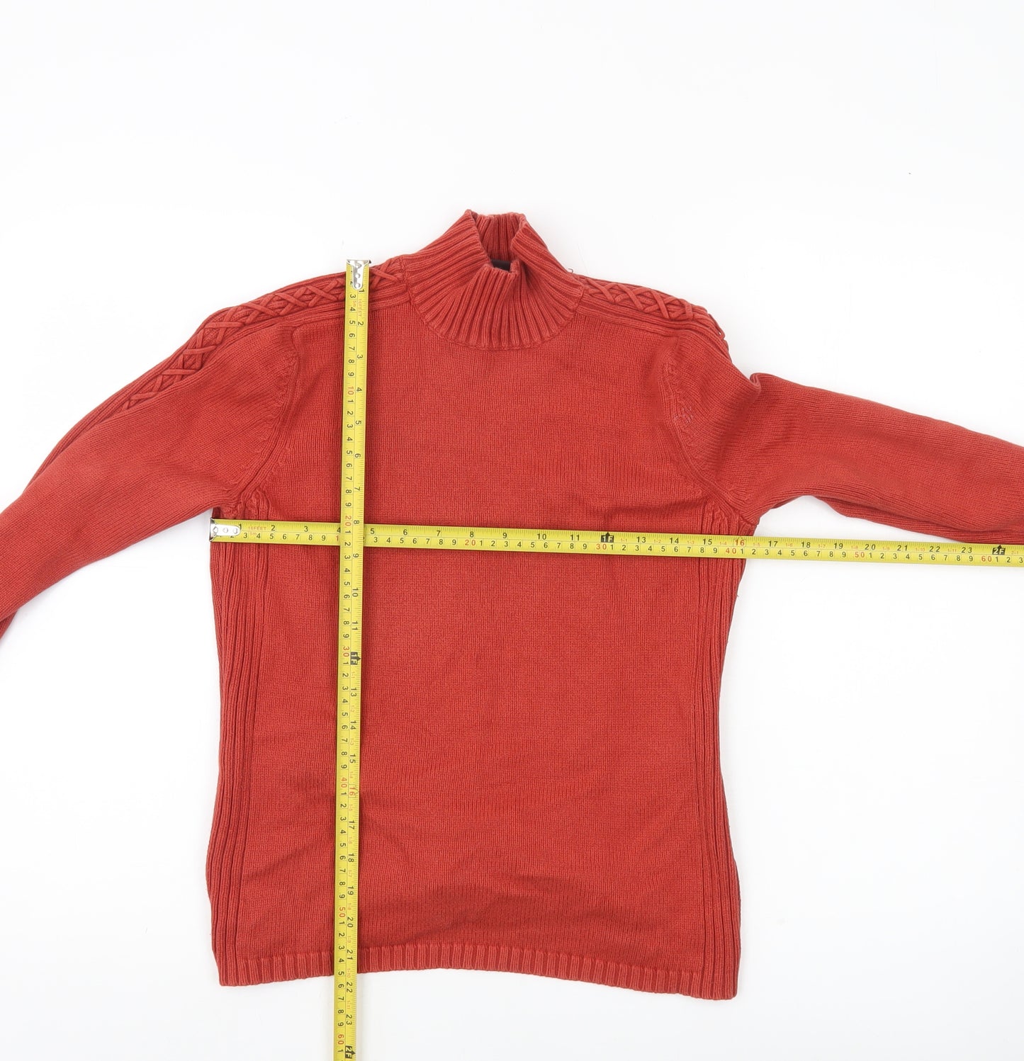 Principles Womens Red Mock Neck Cotton Jumper Size 14