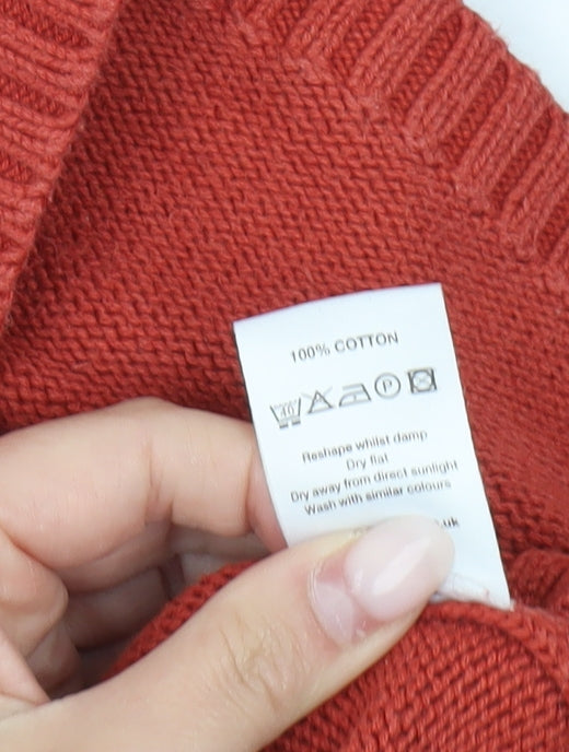 Principles Womens Red Mock Neck Cotton Jumper Size 14