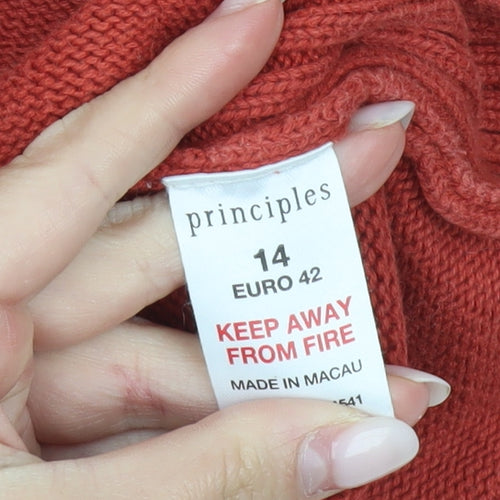 Principles Womens Red Mock Neck Cotton Jumper Size 14