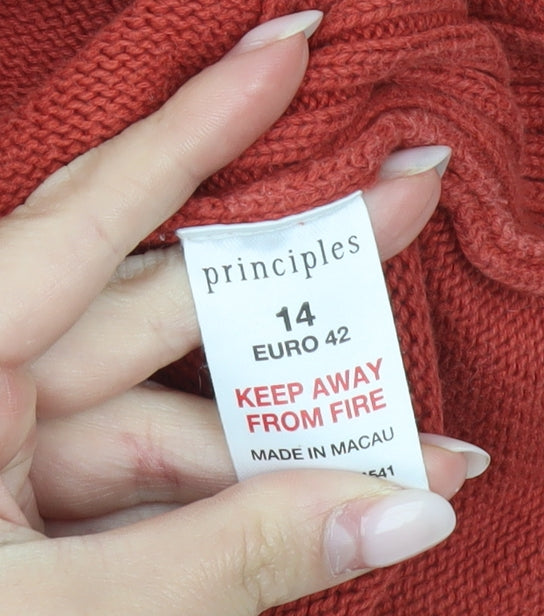 Principles Womens Red Mock Neck Cotton Jumper Size 14