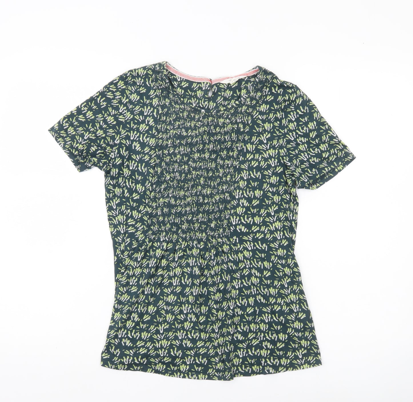 White Stuff Womens Green Floral T-Shirt Size 8 Short Sleeve
