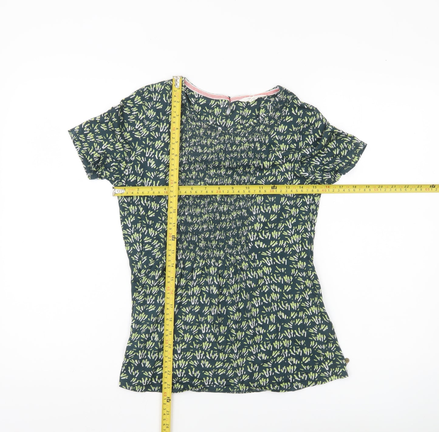 White Stuff Womens Green Floral T-Shirt Size 8 Short Sleeve