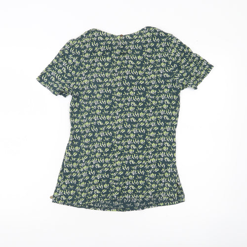 White Stuff Womens Green Floral T-Shirt Size 8 Short Sleeve