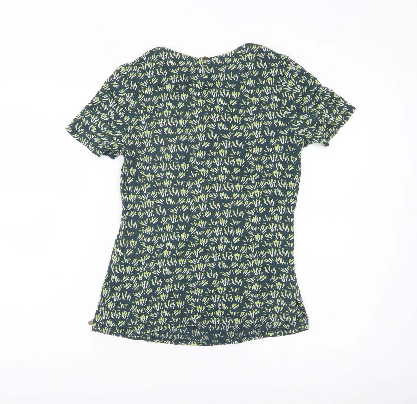White Stuff Womens Green Floral T-Shirt Size 8 Short Sleeve