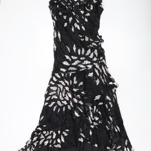 Noreen Phillips Women’s Black Midi Slip Dress Size 6 Ruffle Party