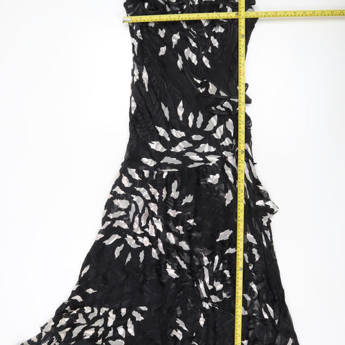 Noreen Phillips Women’s Black Midi Slip Dress Size 6 Ruffle Party
