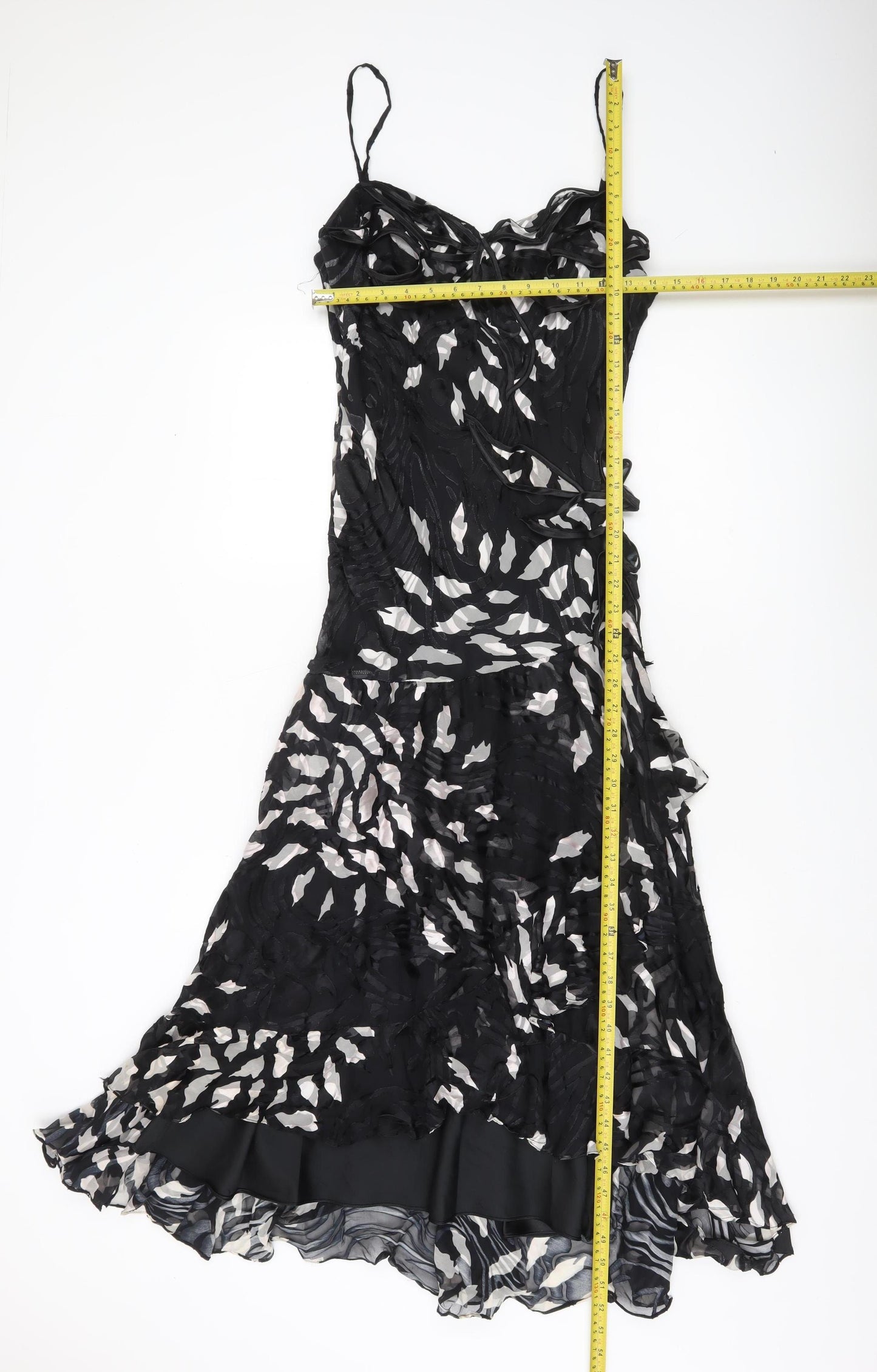 Noreen Phillips Women’s Black Midi Slip Dress Size 6 Ruffle Party