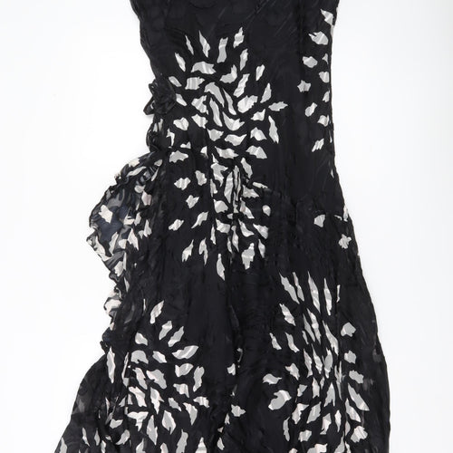 Noreen Phillips Women’s Black Midi Slip Dress Size 6 Ruffle Party