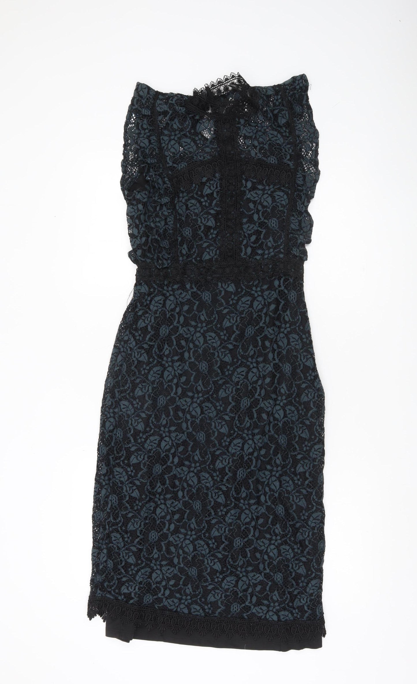 Zara Basic Women's Black XS Sheath Lace Sleeveless Cocktail Dress