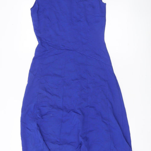 Phase Eight Women’s Blue Sleeveless Asymmetric Midi Sheath Dress UK 10