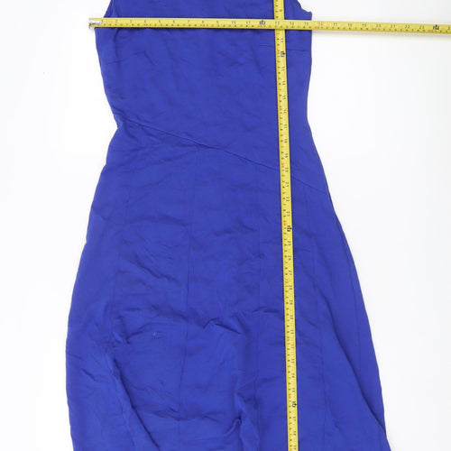 Phase Eight Women’s Blue Sleeveless Asymmetric Midi Sheath Dress UK 10