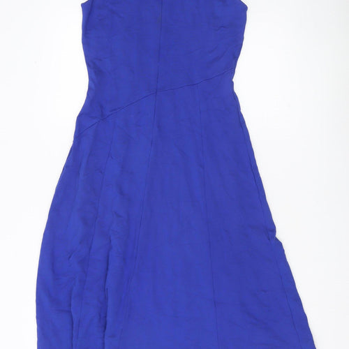 Phase Eight Women’s Blue Sleeveless Asymmetric Midi Sheath Dress UK 10
