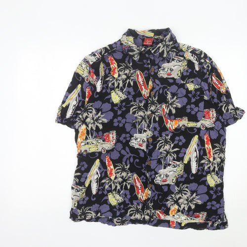 Junction West Men’s Multicoloured Rayon Hawaiian Shirt M Summer Casual