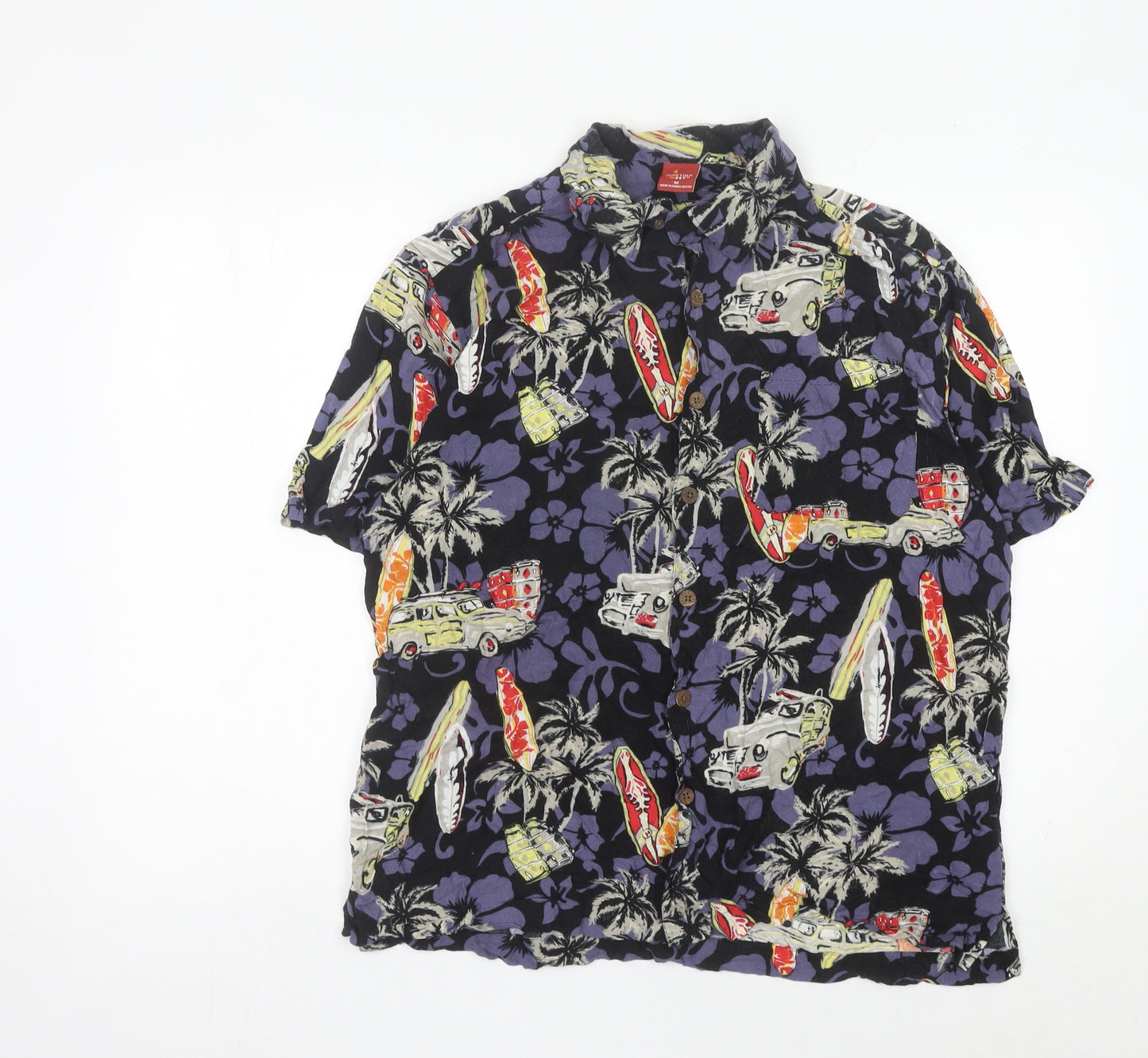 Junction West Men’s Multicoloured Rayon Hawaiian Shirt M Summer Casual