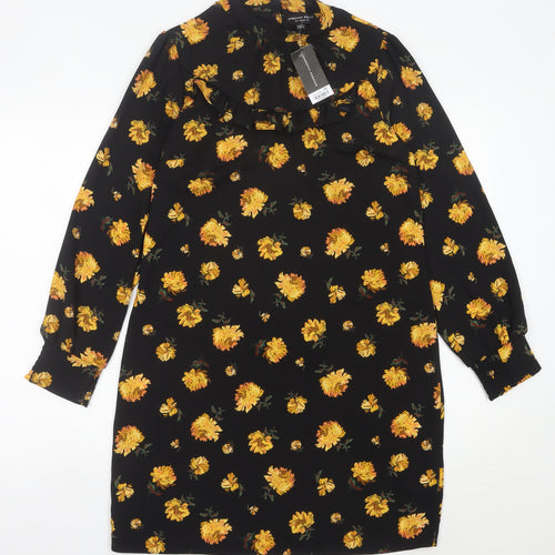 Dorothy Perkins Women’s Black Floral Shift Dress UK 10 Knee Length