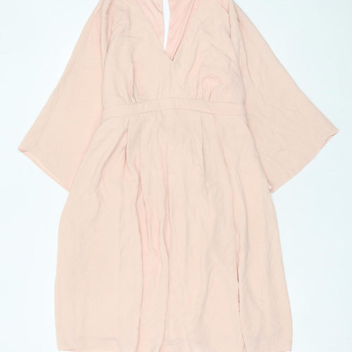 ASOS Women’s Pink Wrap Dress Size 14 Knee Length V-Neck