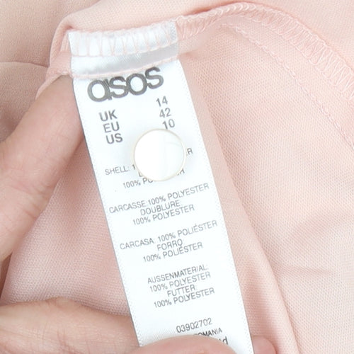 ASOS Women’s Pink Wrap Dress Size 14 Knee Length V-Neck