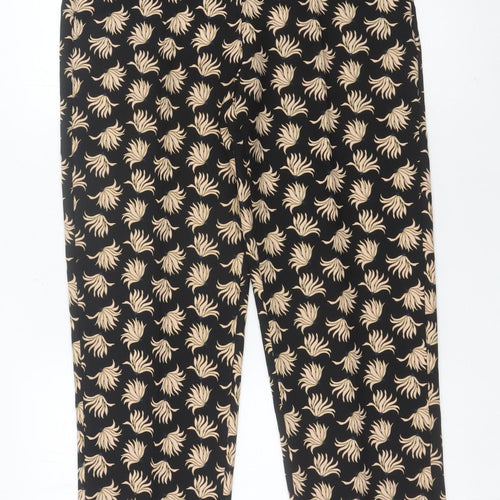 MNG Women’s Black Floral Trousers Size 10 Regular Straight Leg