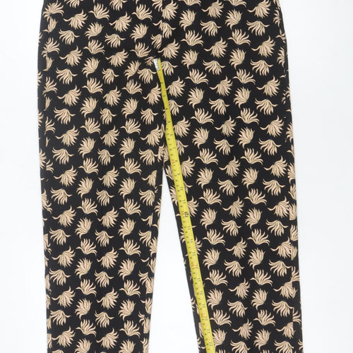 MNG Women’s Black Floral Trousers Size 10 Regular Straight Leg