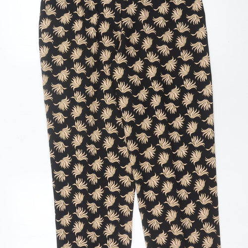 MNG Women’s Black Floral Trousers Size 10 Regular Straight Leg
