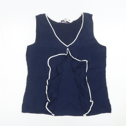 Crew Clothing Women’s Blue Sleeveless Silk Blend Blouse Size 12