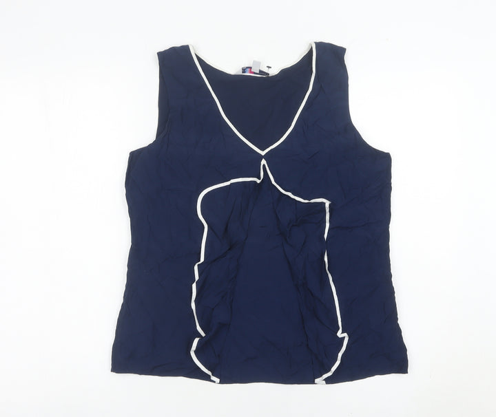 Crew Clothing Women’s Blue Sleeveless Silk Blend Blouse Size 12