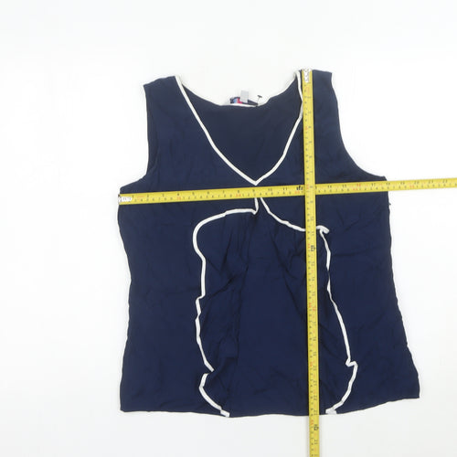 Crew Clothing Women’s Blue Sleeveless Silk Blend Blouse Size 12